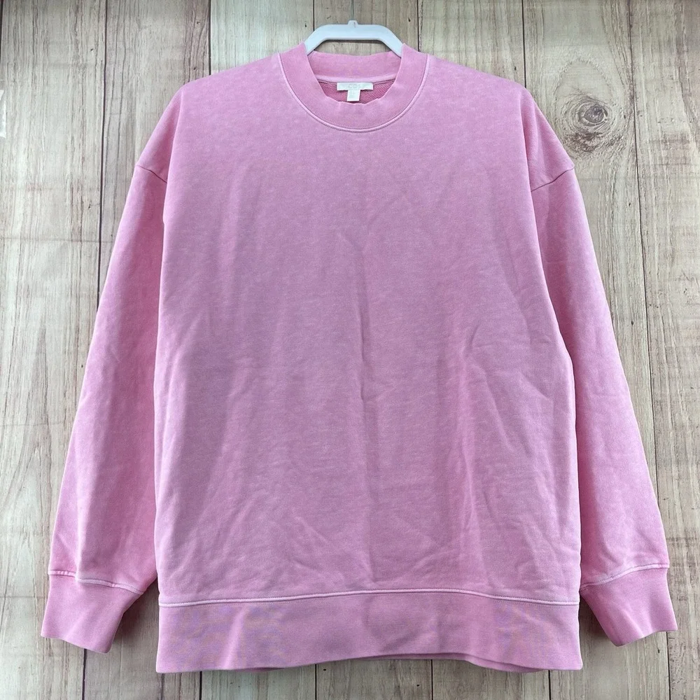 COS Oversized Pullover Sweatshirt Pink Cotton Blend Sz S Crew Neck Boxy Casual - Picture 1 of 6